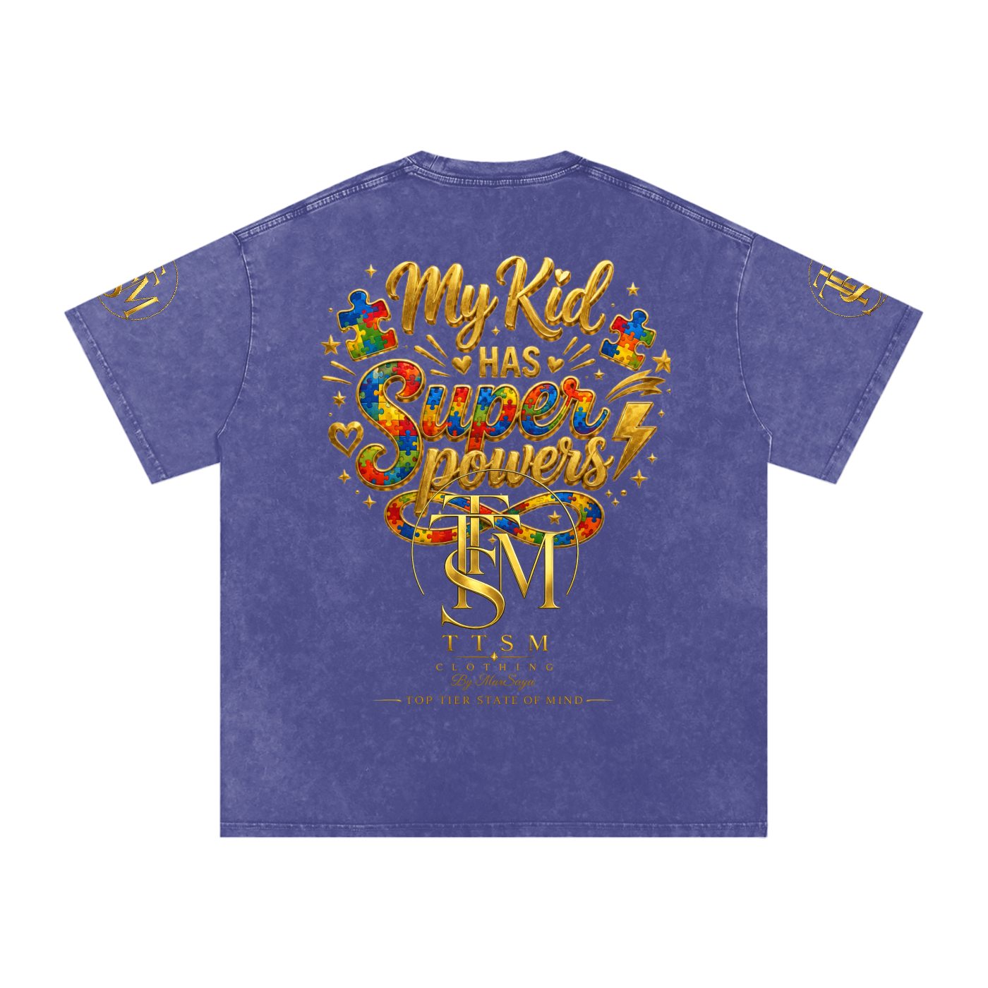 MY KID HAS SUPER POWERS Snow Washed Oversized Cotton T-Shirt