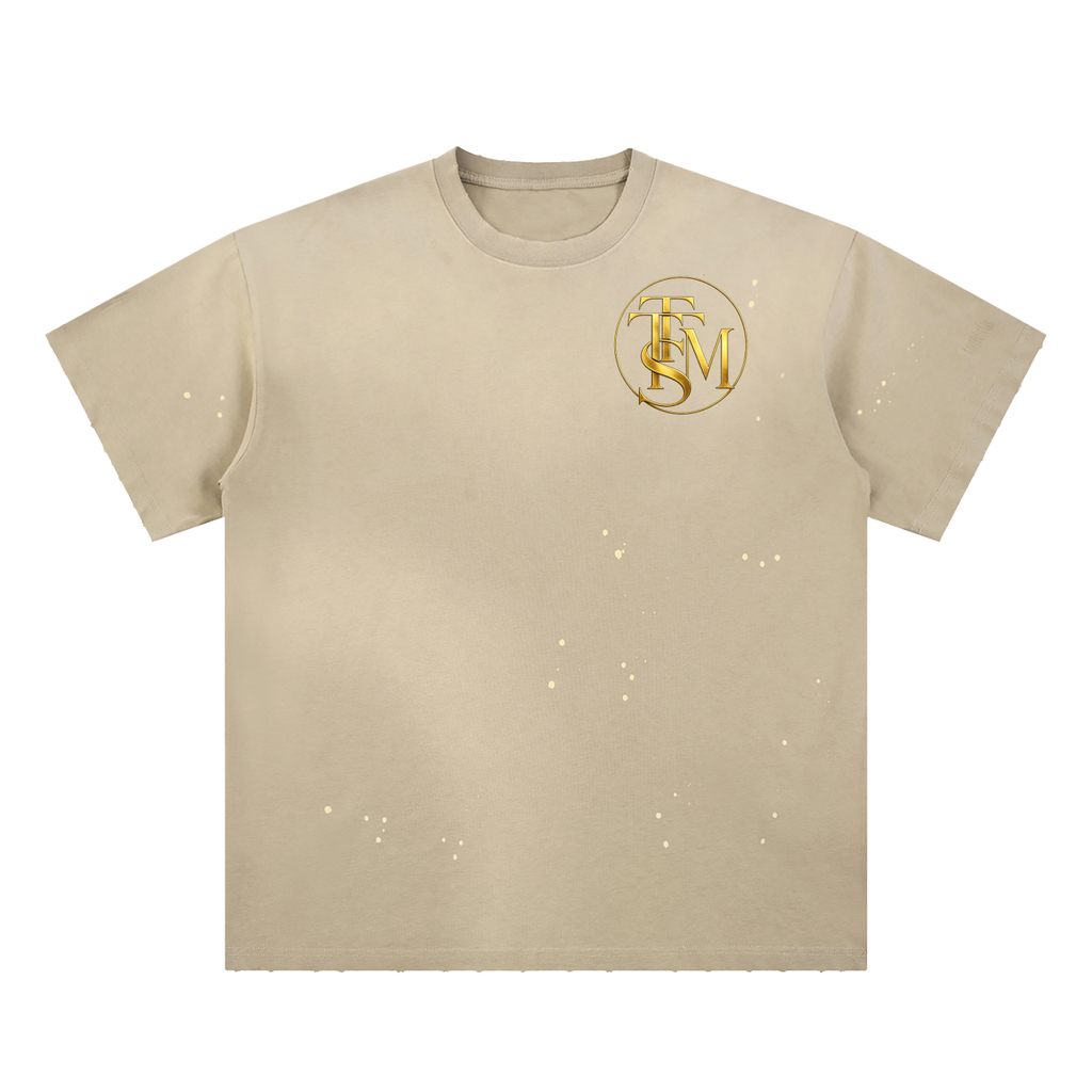 EARNED. NEVER GIVEN. Hand-Frayed Sunfade Paint Splatter T-Shirt