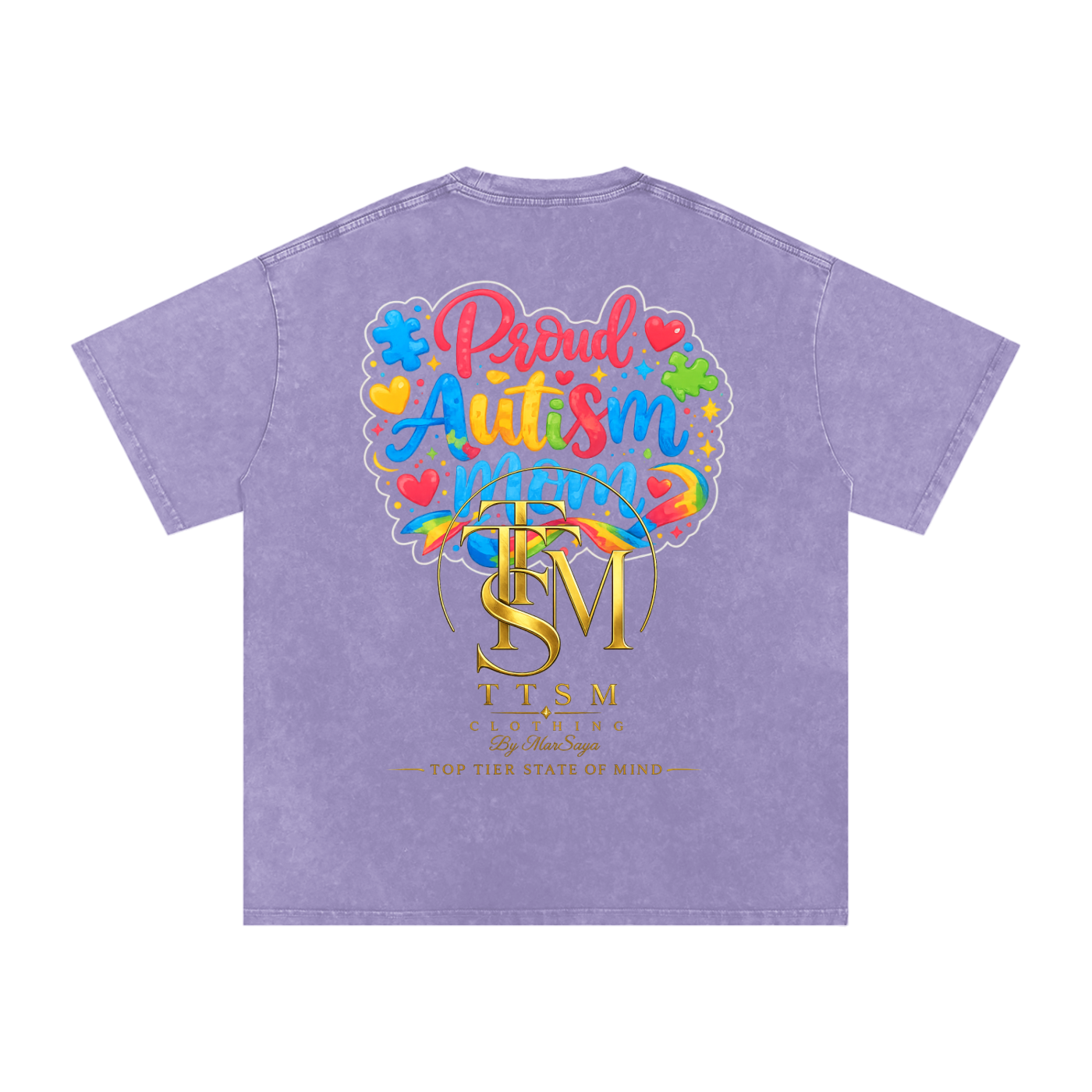 PROUD AUTISM MOM Snow Washed Oversized Cotton T-Shirt