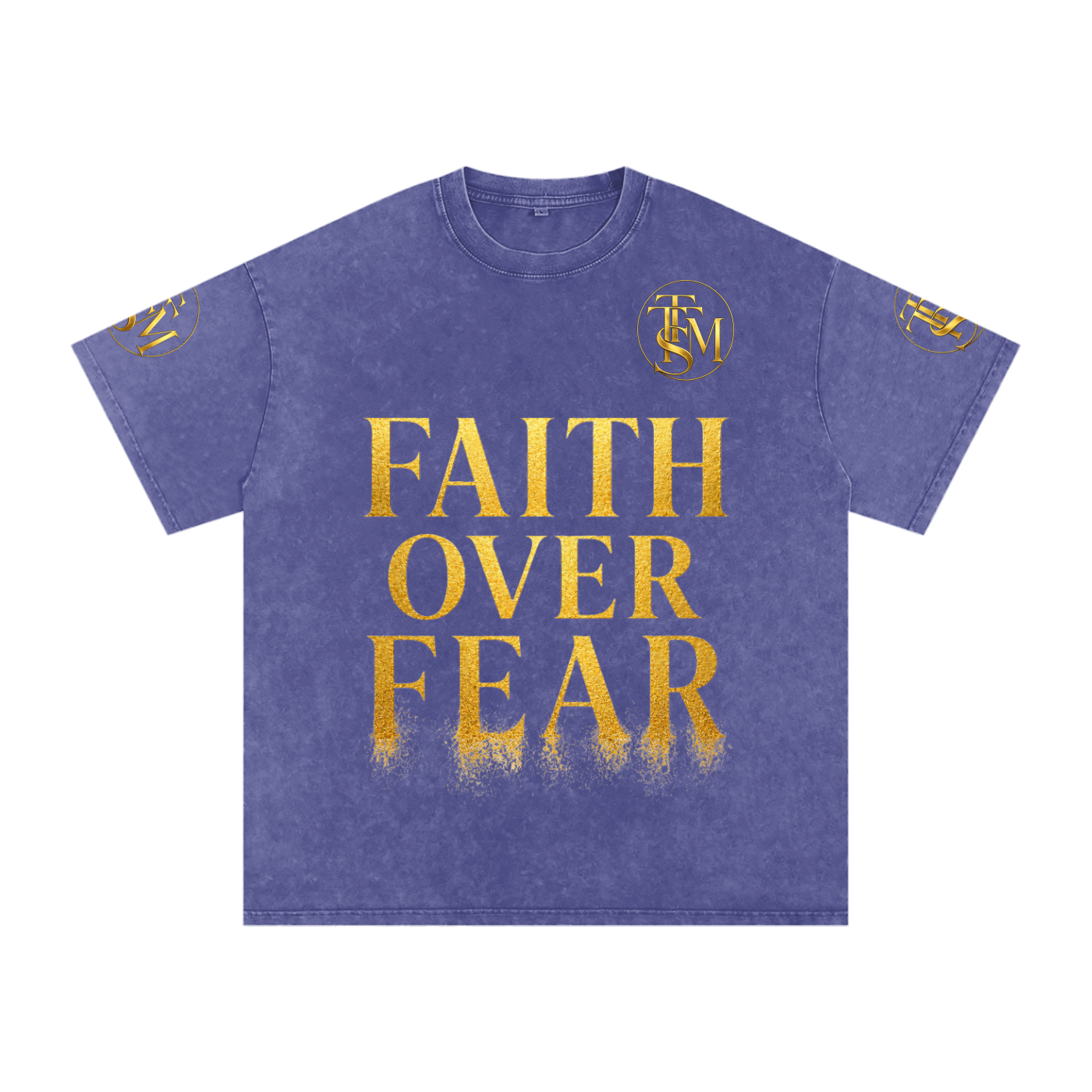 FAITH OVER FEAR. Snow Washed Oversized Cotton T-Shirt