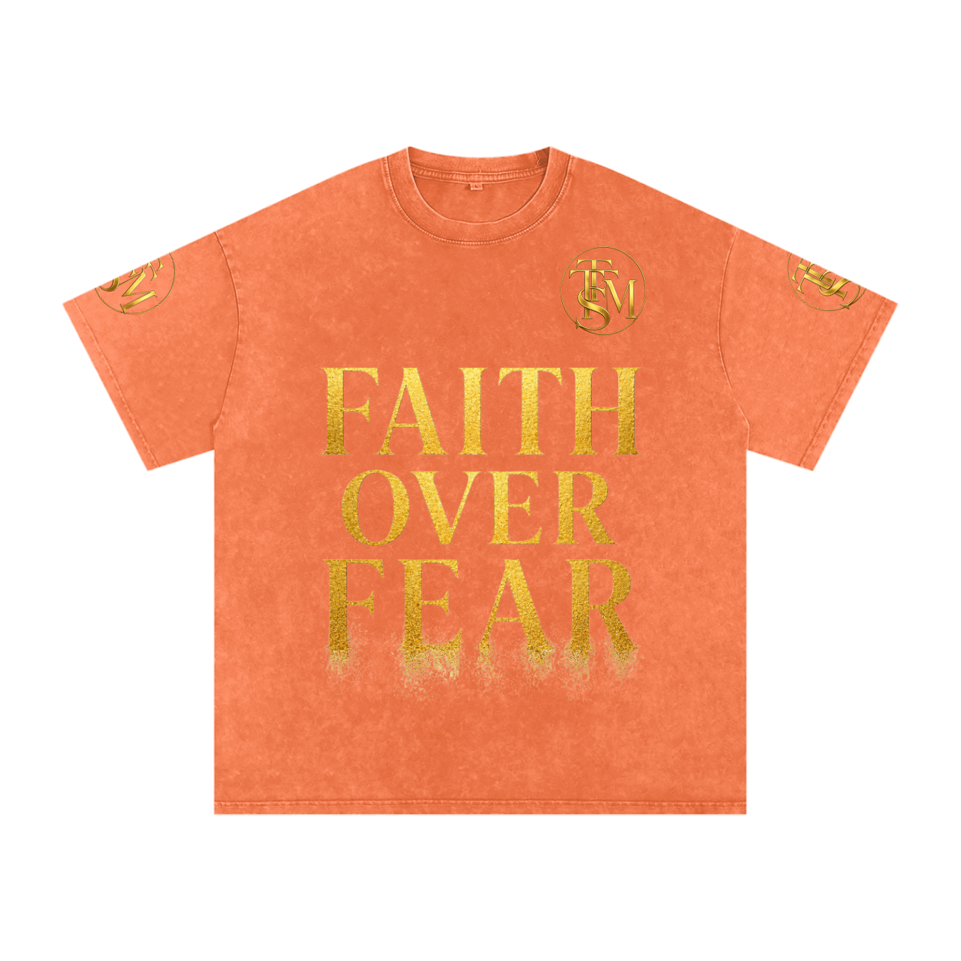 FAITH OVER FEAR. Snow Washed Oversized Cotton T-Shirt