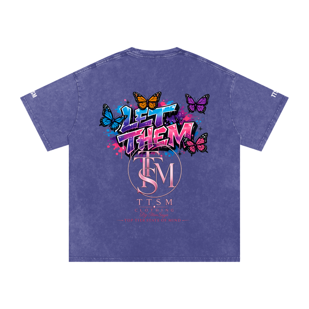 LET THEM Snow Washed Oversized Cotton T-Shirt