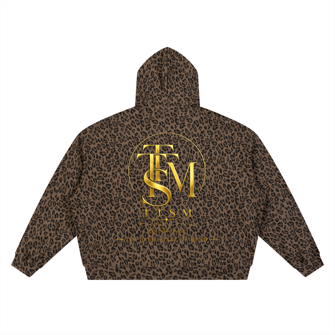 Unisex Leopard Print Waffle Full Zip Hoodie