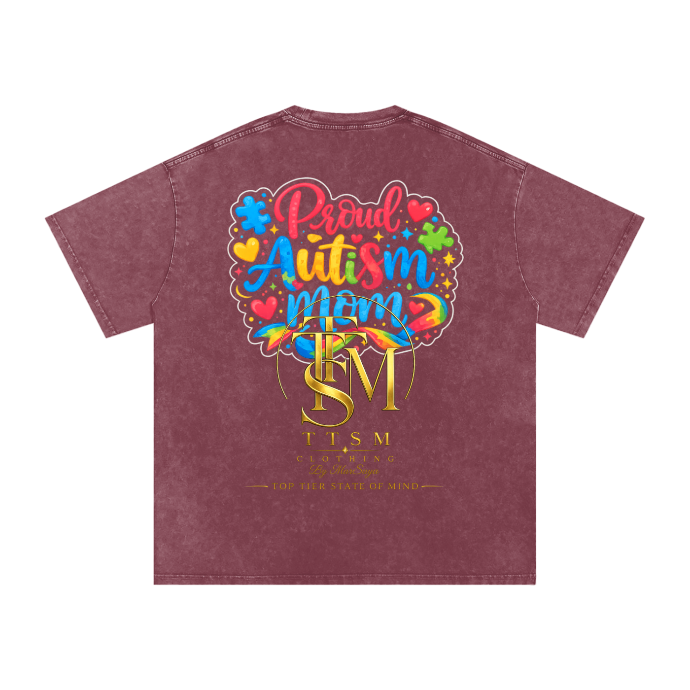 PROUD AUTISM MOM Snow Washed Oversized Cotton T-Shirt