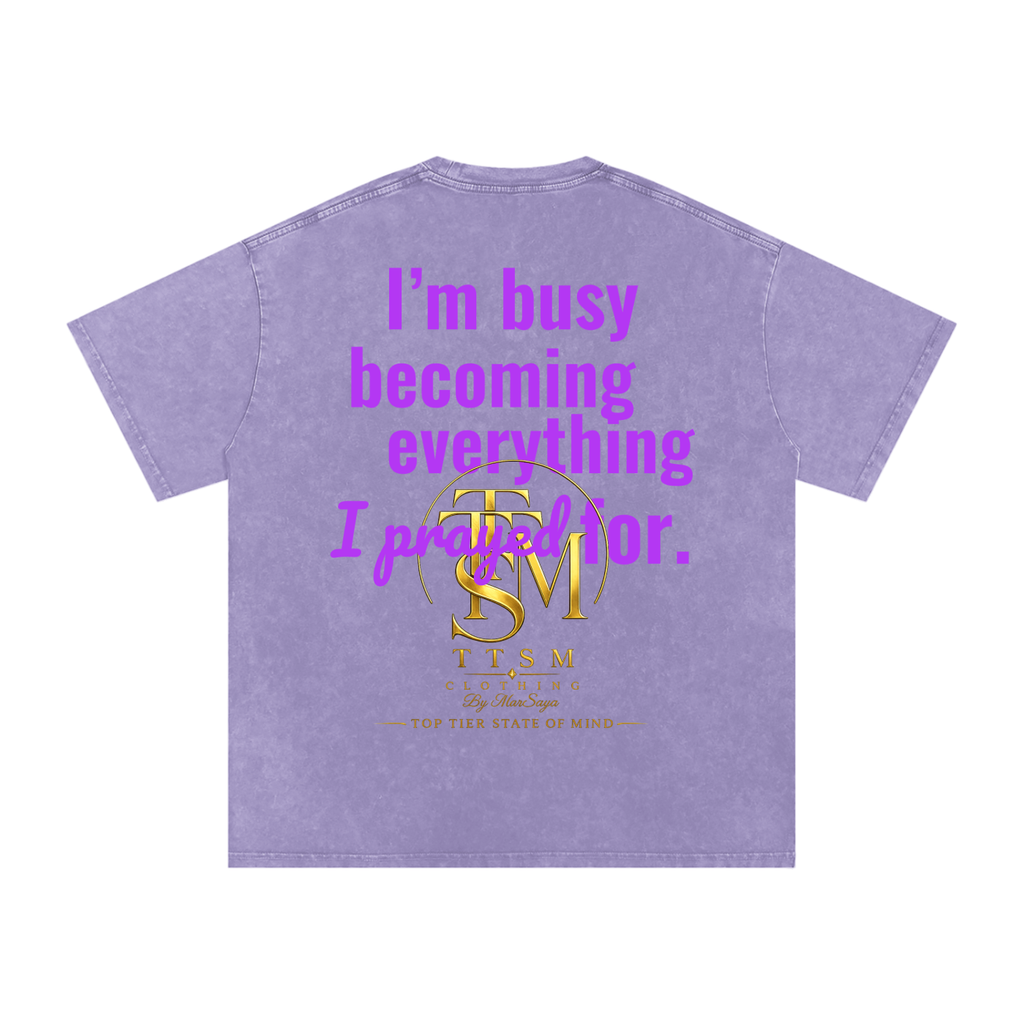 I’M BUSY BECOMING Snow Washed Oversized Cotton T-Shirt