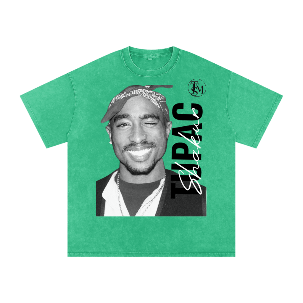 TUPAC Snow Washed Oversized Cotton T-Shirt