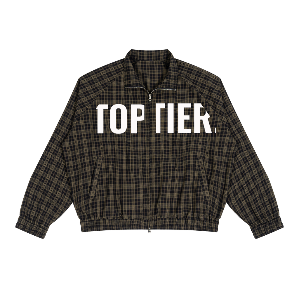 TOP TIER. Unisex Plaid Full-Zip Track Jacket