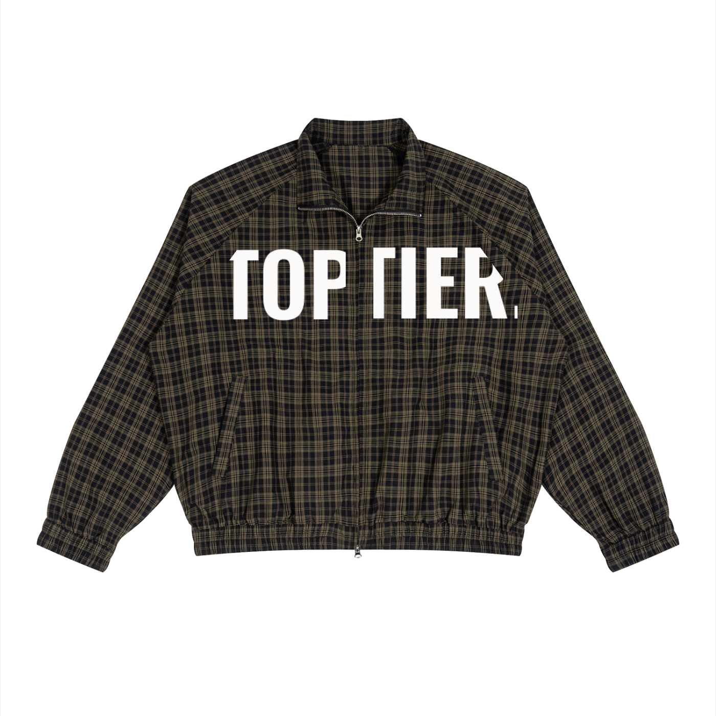 TOP TIER. Unisex Plaid Full-Zip Track Jacket