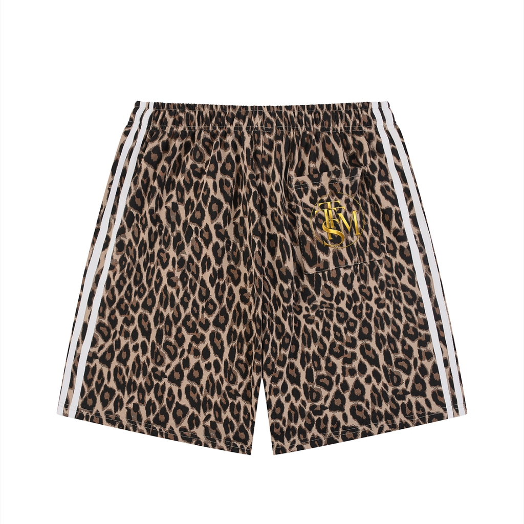 Unisex Heavyweight Leopard Drawstring Shorts