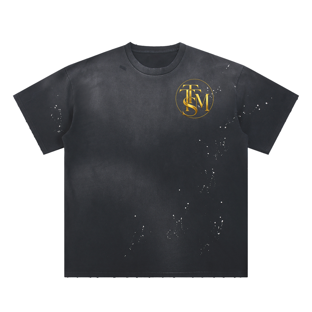 EARNED. NEVER GIVEN. Hand-Frayed Sunfade Paint Splatter T-Shirt