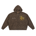 Unisex Leopard Print Waffle Full Zip Hoodie