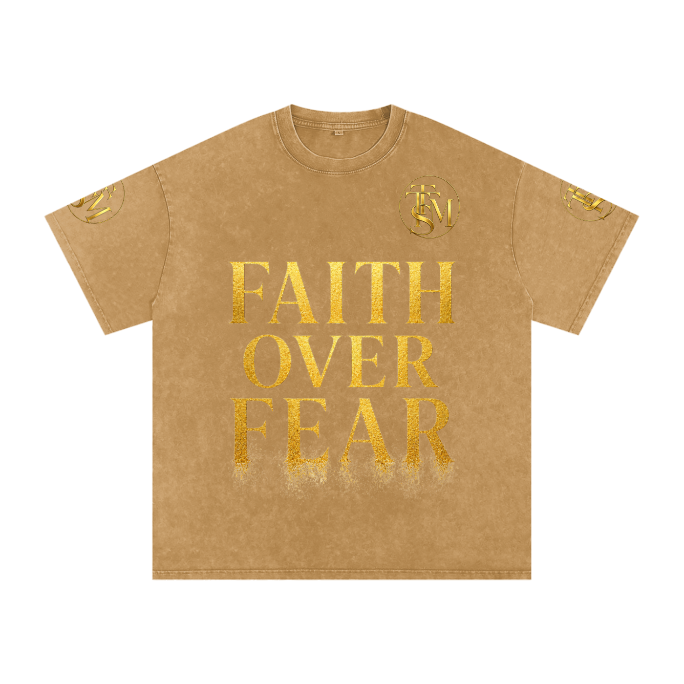 FAITH OVER FEAR. Snow Washed Oversized Cotton T-Shirt