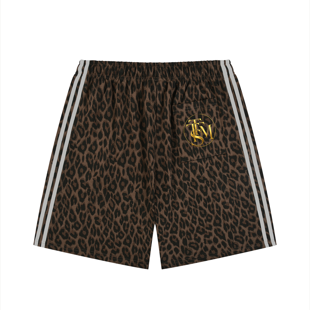 Unisex Heavyweight Leopard Drawstring Shorts