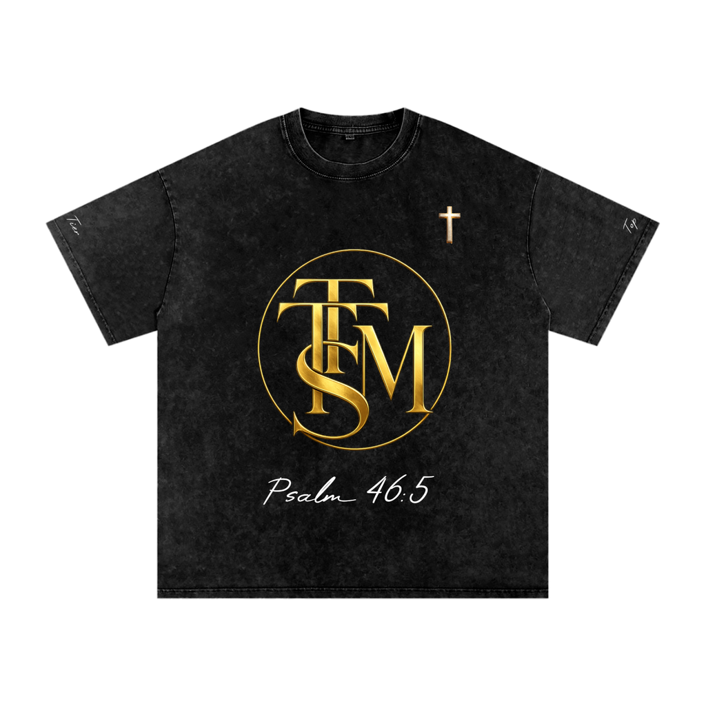 GOD IS WITHIN HER. Snow Washed Oversized Cotton T-Shirt