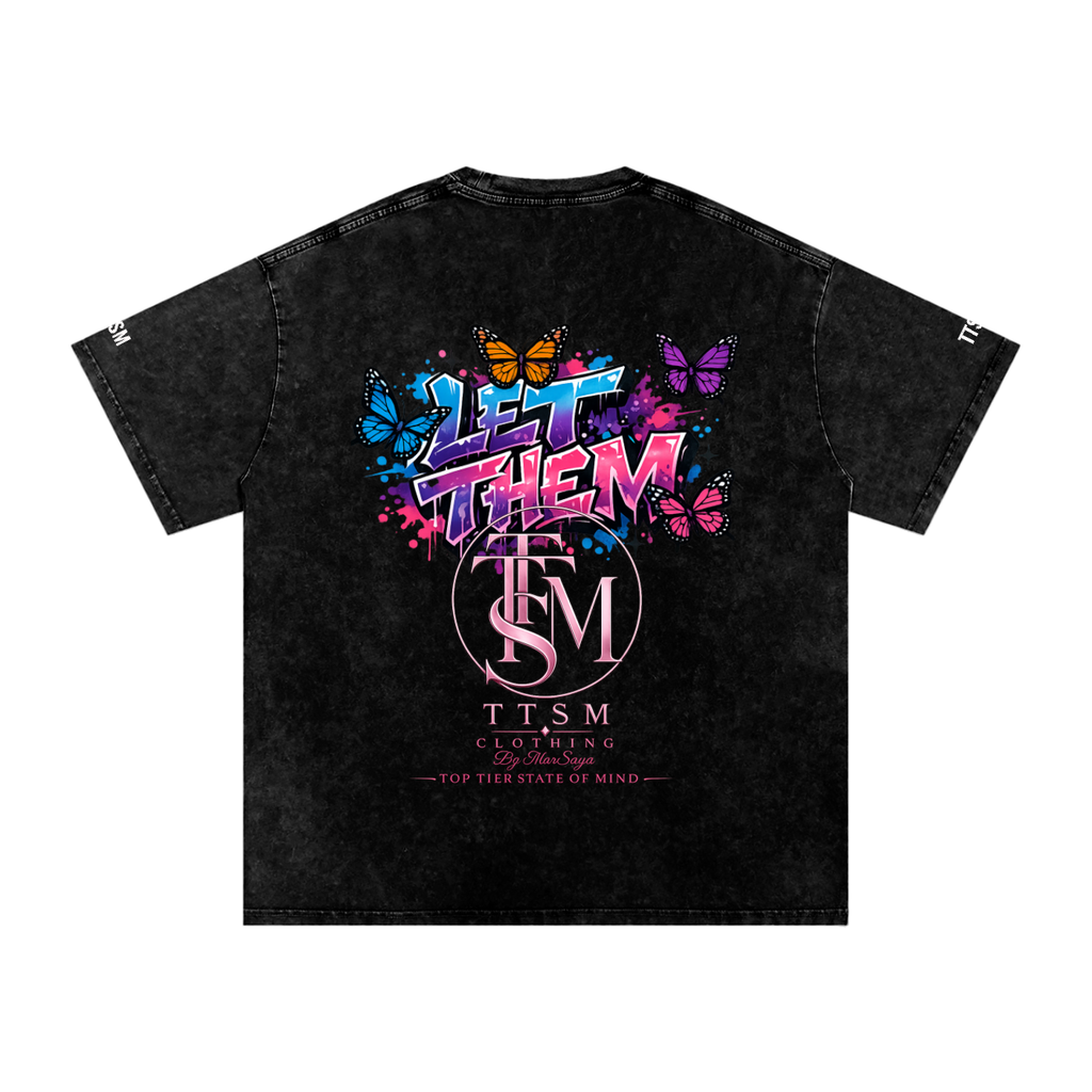 LET THEM Snow Washed Oversized Cotton T-Shirt
