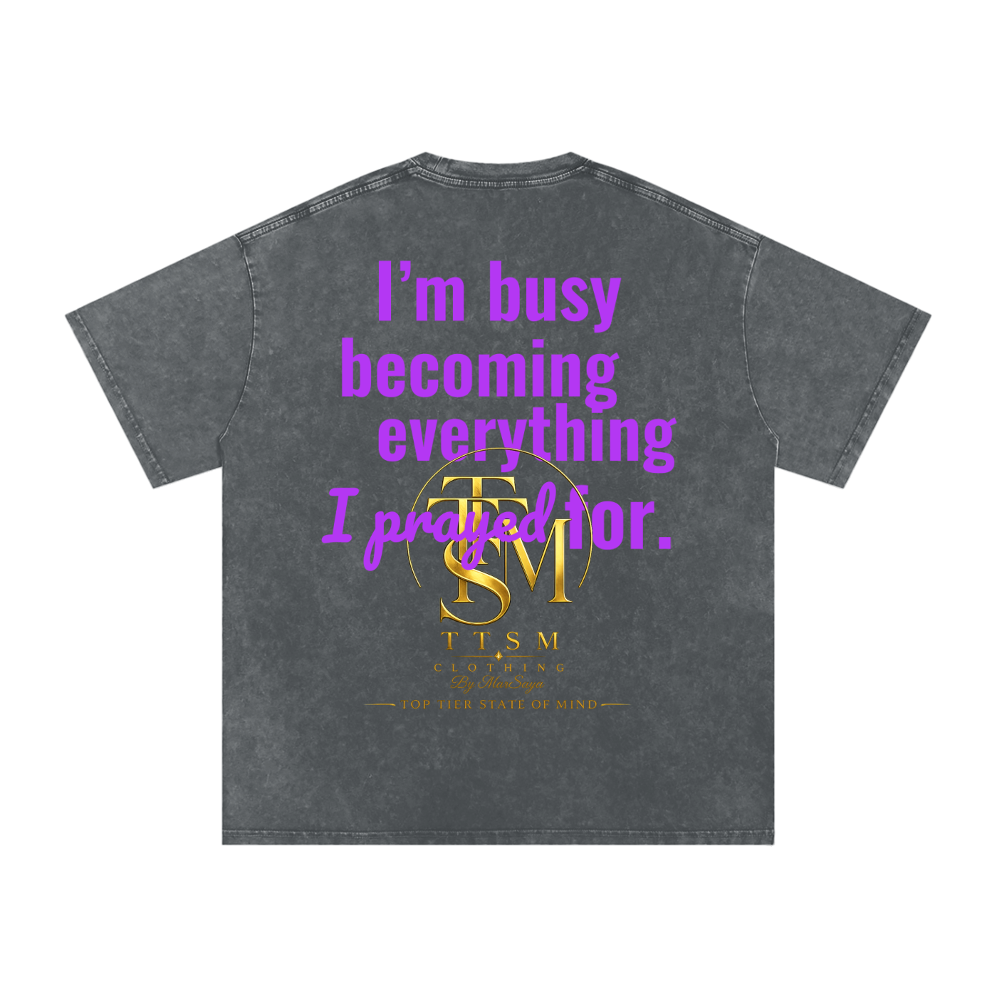 I’M BUSY BECOMING Snow Washed Oversized Cotton T-Shirt