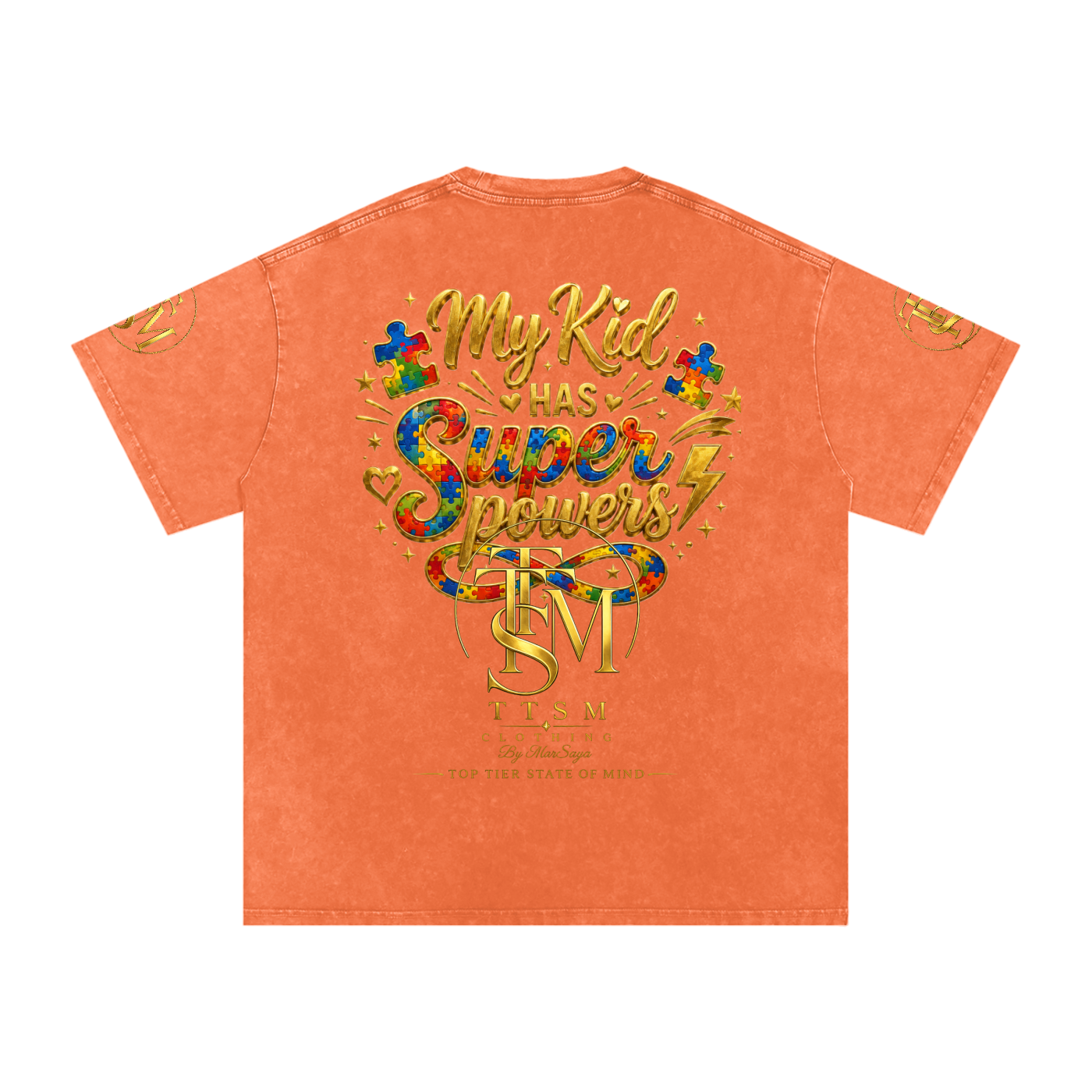 MY KID HAS SUPER POWERS Snow Washed Oversized Cotton T-Shirt