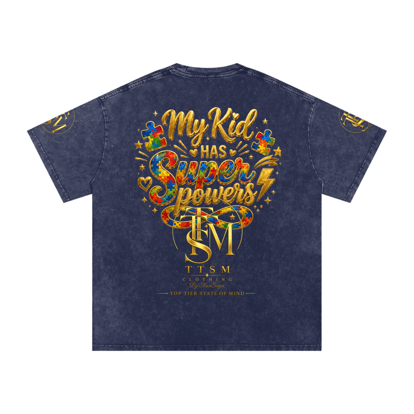 MY KID HAS SUPER POWERS Snow Washed Oversized Cotton T-Shirt