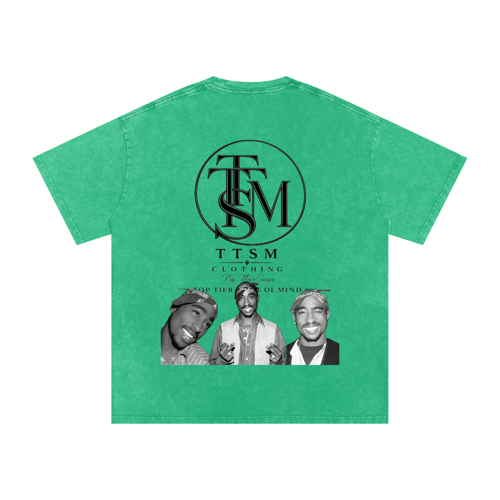 TUPAC Snow Washed Oversized Cotton T-Shirt