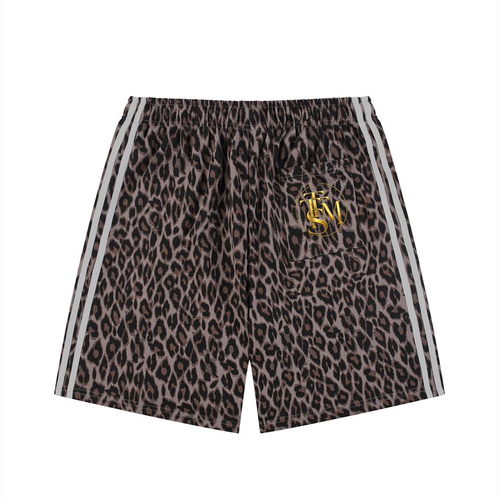 Unisex Heavyweight Leopard Drawstring Shorts