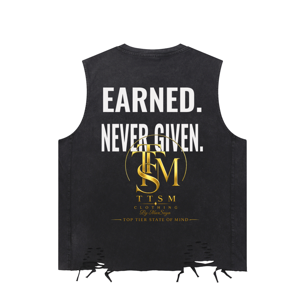 EARNED. NEVER GIVEN.  Washed Raw-Hem Tank Top