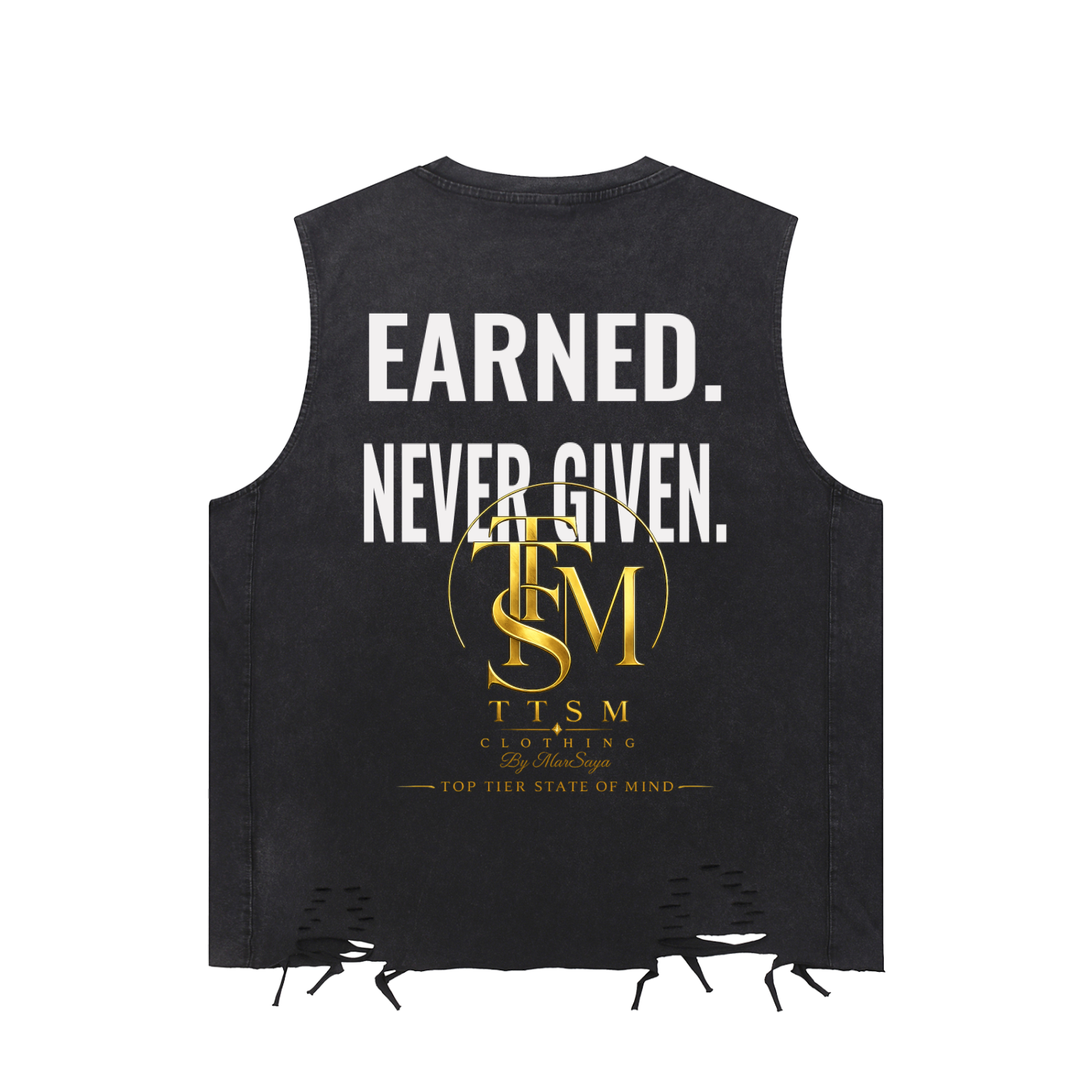 EARNED. NEVER GIVEN.  Washed Raw-Hem Tank Top