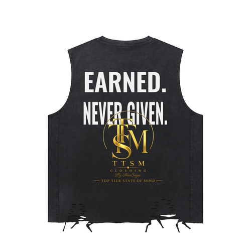 EARNED. NEVER GIVEN.  Washed Raw-Hem Tank Top