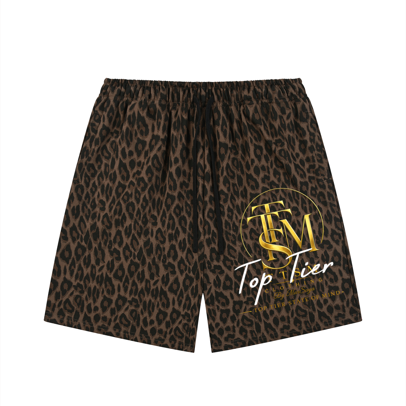 Unisex Heavyweight Leopard Drawstring Shorts