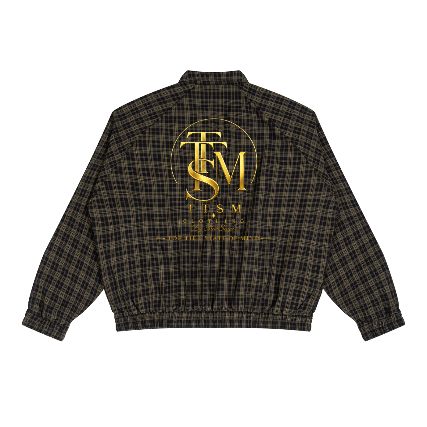 TOP TIER. Unisex Plaid Full-Zip Track Jacket